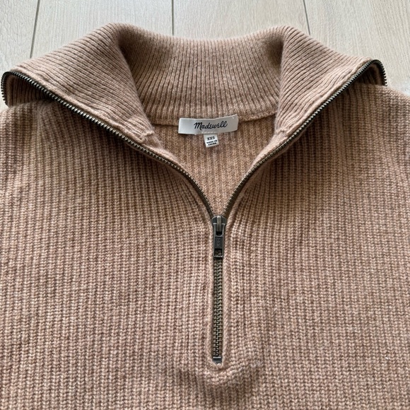 Madewell Glenbrook Women’s Half Zip Ribbed Sweater Merino Wool Blend XXS - Picture 8 of 11